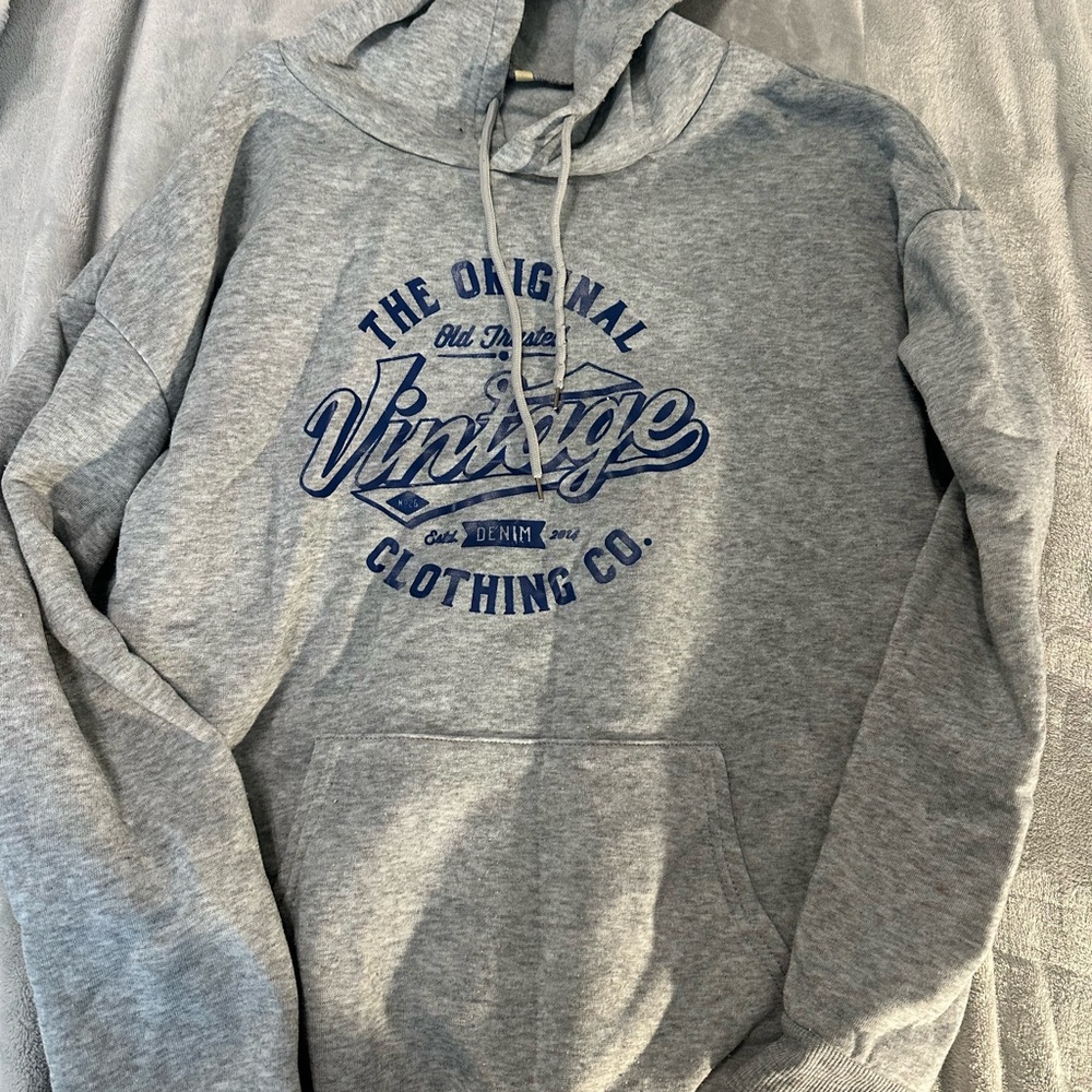 SHEIN Gray and Blue Vintage Hoodie